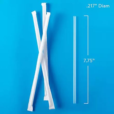 Wrapped Straws 7.75", 500/Bag